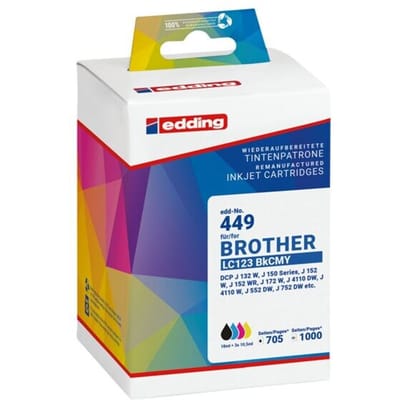 Edding Inktcartridge vervangt Brother LC-123BKCMY Compatibel Combipack Zwart, Cyaan, Magenta, Geel EDD-449 18-449-01