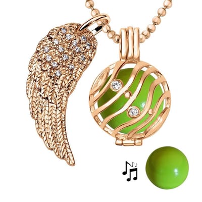 Engelenroeper 18mm Bolhouder met Ketting 90cm en Bolletje - Dames - Roségoudkleurig Golven - EBS18094