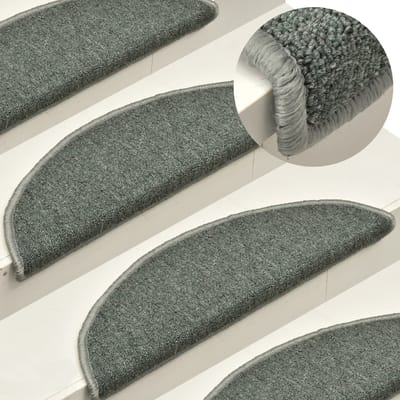 vidaXL - Trapmatten - 15 - st - 56x17x3 - cm - Donkergroen - Halfrond