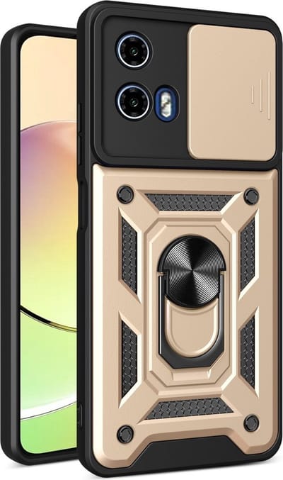 Coverup Hoesje - Geschikt voor Motorola Moto G04(s) / G24 (Power) / E14 Hoesje - Coverup Armor Ring Kickstand Back Cover met Camera Shield - Goud