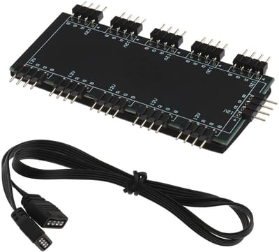 Dailygoody - 10-kanaals RGB hub - RGB ventilatorhub - Zwart - RGB LED-splitterhub - Perfect voor pc desktop - 10-poorts ontwerp