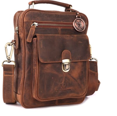 DE LAMASSU® (Zane) Leren Schoudertas & Crossbody – Echt Leer – Unisex – Met Tablet Vak tot 9,7 Inch – Luxe Geschenkverpakking