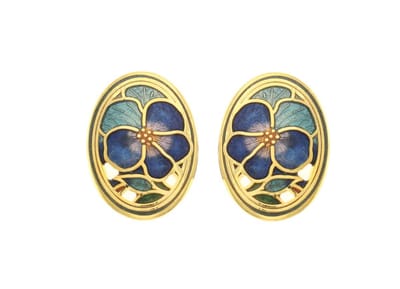 Behave - Oorringen dames - bloemmotief - blauw - 2 cm - vintage ovaal