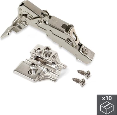Emuca Potscharnier, D. 35 mm, zijwandmontage, zachte sluiting, opening 165Âº, met montageplaat Euro, 10 st.