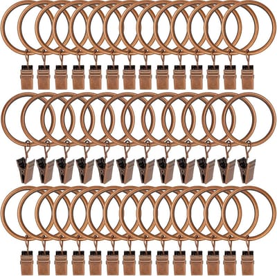 Gordijnringen met Clips - Decoratieve Hangers - Creëer Sfeer - Sterke Klemkracht - 40 Stuks - Antiek Koper