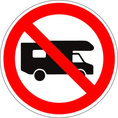Campers verboden sticker 50 mm - 10 stuks per kaart