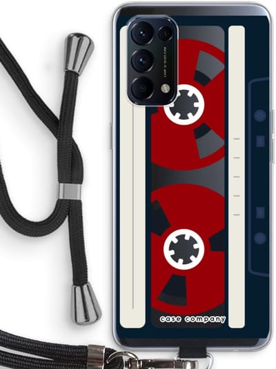 Case Company® - Hoesje met koord geschikt voor Oppo Find X3 Lite hoesje met Koord - Here's your tape - Telefoonhoesje met Zwart Koord - Bescherming aan alle Kanten en Over de Schermrand