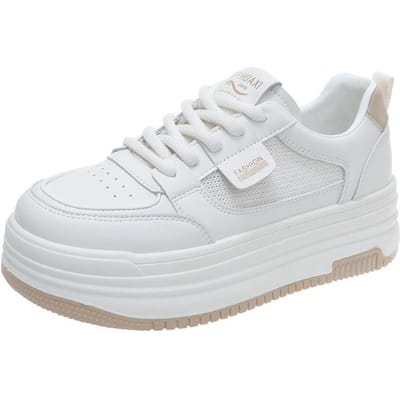 Zachtzooltjes Kleine Witte Schoenen Dames Veelzijdige Nieuwe Lente en Zomer Muffin Schoenen Mesh Dames Platform Sport- en Vrijetijdsschoenen 40 white