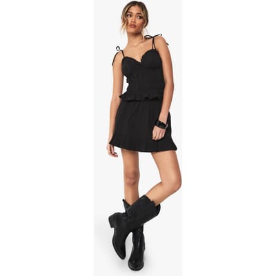 boohoo Dames Ruffle Hem Poplin Mini Rok | Black | Maat: 6