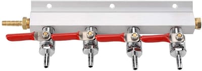 Virtubuy - Gasdistributor - 4-Weg - Roestvrij staal - Biergas - CO2 - Professionele aansluiting - NPT1/4 - Geschikt voor bierinstallaties - Compact ..