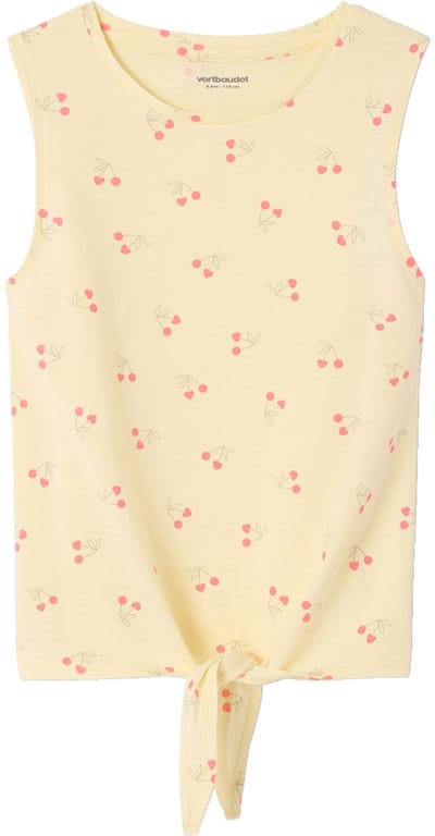 Vertbaudet Bedrukte tanktop met knoop voor meisjes