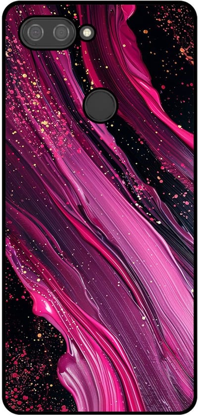 Smartphonica Telefoonhoesje Geschikt voor Xiaomi Mi 8 Lite met marmer opdruk - TPU backcover case marble design - Paars Roze geschikt voor Xiaomi Mi 8 Lite