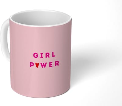 Mok - Koffiemok - Girl power - Roze - Hartje - Mokken - 350 ML - Beker - Koffiemokken - Theemok - Mok met Tekst