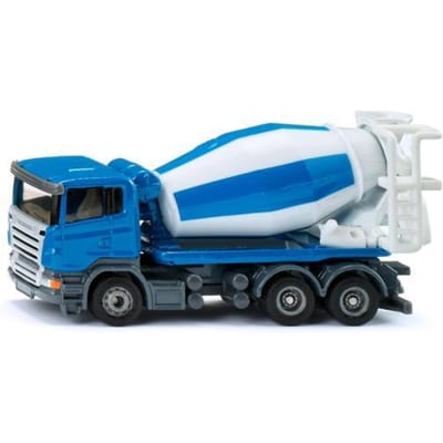 Siku 1896 Betonmixer, bouwplaatsvoertuig, 1:87, metaal/kunststof, speelgoedmodel met roterende trommel, blauw/wit