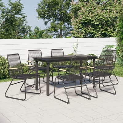 vidaXL - 7-delige - Tuinset - PVC-rattan - zwart