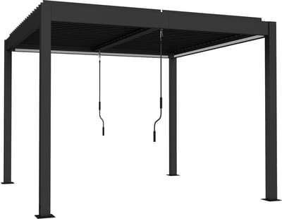 Pergola - 3 x 3 m - Prieel - Paviljoen - Terras - Weerbestendig - Metalen Frame - Met zonwering - Donkergrijs