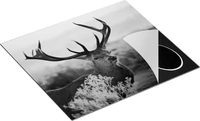 Chefcare Inductie Beschermer Hert tijdens de Zonsondergang - Zwart Wit - 60x50 cm - Afdekplaat Inductie - Kookplaat Beschermer - Inductie Mat