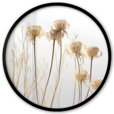 Poster in lijst Rond - Fotolijst 40x40 cm - Posters - Droogbloemen - Natuur - Botanisch - Ronde posterlijst zwart - Decoratie - Wanddecoratie woonkamer - Muurdecoratie slaapkamer
