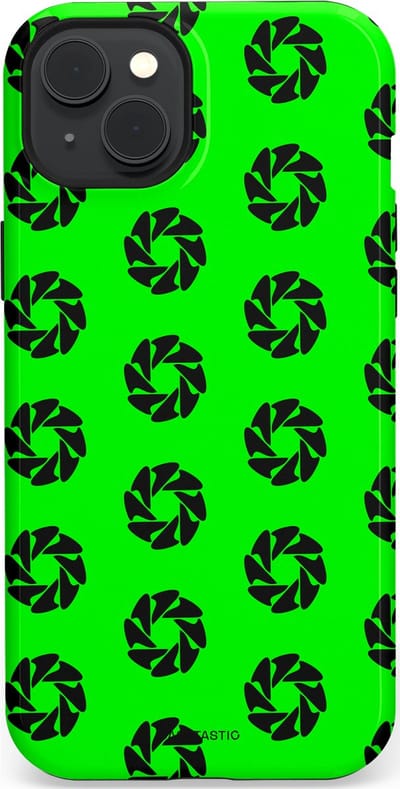 Casetastic hoesje geschikt voor Apple iPhone 15 Plus - MagSafe - Dubbellaagse bescherming - Neon Groene Cirkels - Fashion Case - Groen Zwart
