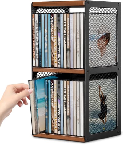 Dailygoods- CD Rek - Stevige Houten Constructie - CD/DVD Opbergbox - Organizer - Vintage Landelijke Stijl - Duurzaam Design