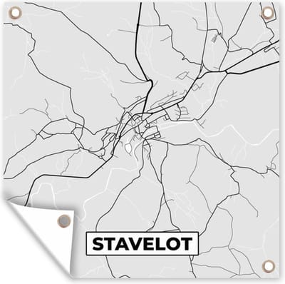 Tuin poster Stadskaart – Zwart Wit - Kaart – Stavelot – België – Plattegrond - 200x200 cm - Tuindoek