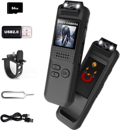 White-Label® Bodycam - Action Cam - Bewegingsdetectie - 180º Draaibare Lens - Bodycam Politie - Spycam - Full HD - Zwart