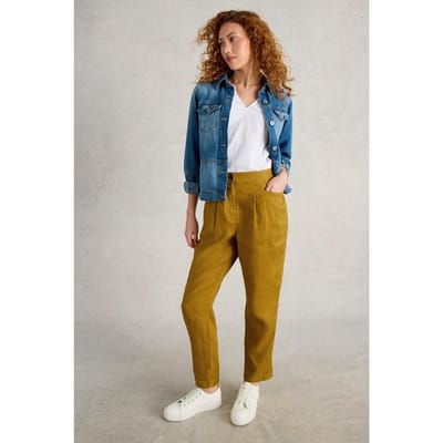 White Stuff Rowena Linen Trouser Mid Chartreuse Taglia: 16 REGULAR | Pantaloni da completo Outlet | Donna | Bianco