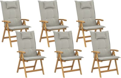 JAVA - Tuinstoel set van 6 - Taupe - Acaciahout