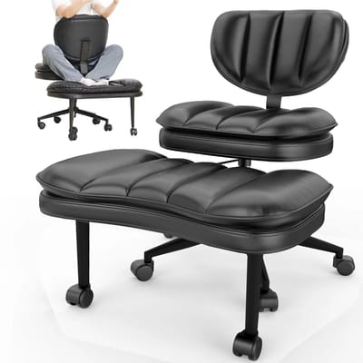 NordHaus Ergonomische Meditatiestoel met Voetensteun - 360° Draaibare Bureaustoel - Verstelbare Hoogte - Extra Brede Zitting 70 cm