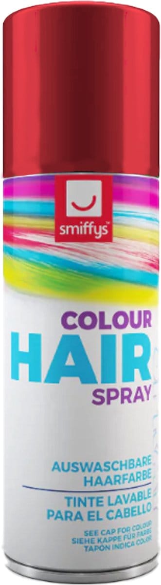 Smiffys carnaval haarverf - rood - spuitbus - 125 ml - haarspray