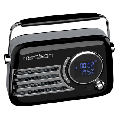 Freesound VR40BK-DAB trendy zwarte retro radio met FM DAB BT en accu
