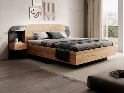 Vente-unique Bedframe hout zwart 160 x 200 cm JUVISIA