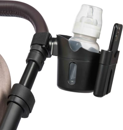 Dooky 2 in 1 Universele Beker en Telefoonhouder - Voor kinderwagen en Buggy - Zwart - 360 graden draaibaar ontwerp