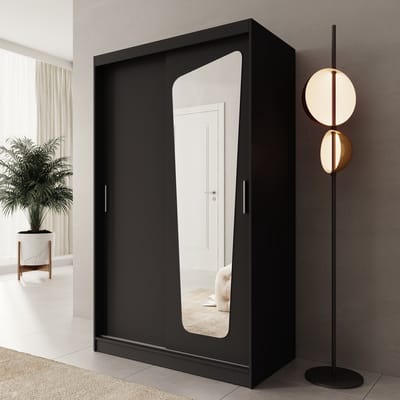 Meubella - Moyo - Kledingkast - 2 schuifdeuren - Zwart - 120x62x200 cm