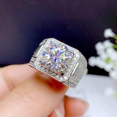 5ct Moissaniet Herenring 925 Zilver Prachtige Vuurkleur Diamantsubstituut Luxe Trouwringen voor Koppels 9 black
