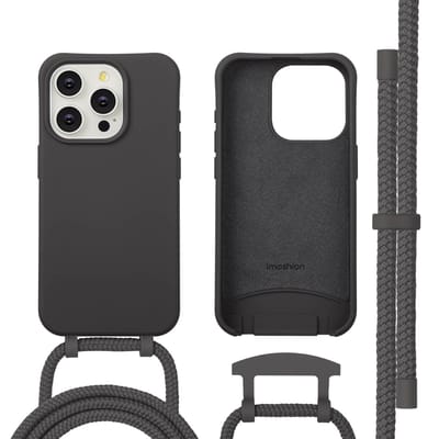 imoshion Hoesje - Geschikt voor iPhone 15 Pro - Color Backcover met afneembaar koord geschikt voor MagSafe - Black Coffee
