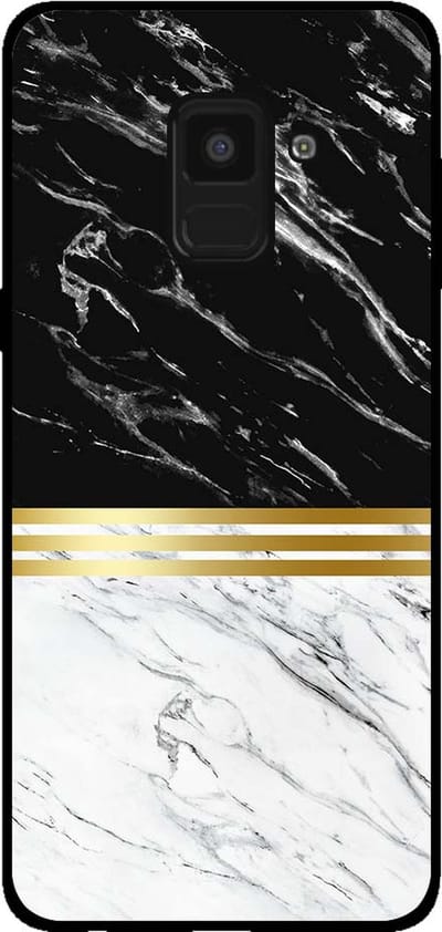 Smartphonica Telefoonhoesje voor Samsung Galaxy A8 2018 marmer look - backcover marmer hoesje - Zwart Wit geschikt voor Samsung Galaxy A8 2018