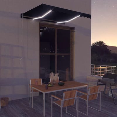 vidaXL - Luifel - handmatig - uittrekbaar - met - LED - 300x250 - cm - antraciet