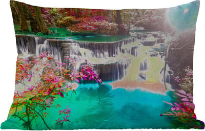 Buitenkussens - Tuin - Waterval - Zon - Bomen - Regenboog - Natuur - 50x30 cm