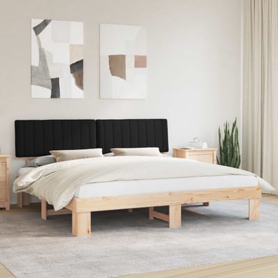 vidaXL - Bedframe - met - Gevoerde - Hoofdbord - Zwart - 200 - x - 200 - cm