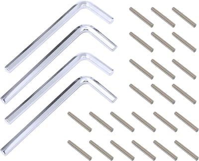 Dailygoods- Scharnierpen Hoogwaardige Staal - Vervangingsset - Steun voor Planken - Inclusief 24 Plankpennen - 4 Inbussleutels - Geschikt voor 3.5"/4"/4.5" Scharnieren - Deurpin