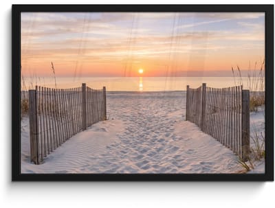 Poster in lijst - Fotolijst 60x40 cm - Posters - Zonsondergang - Strand - Zand - Posterlijst zwart - Decoratie - Wanddecoratie woonkamer - Muurdecoratie slaapkamer