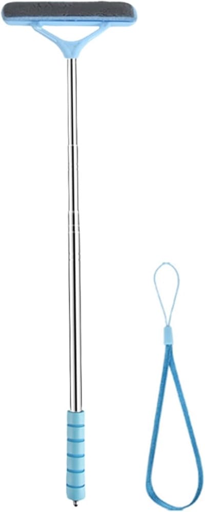 Ruitenreiniger Toverstaf - Glaswisser Stofverwijderaar - Autoruiten Schoonmaken - Telescopische Handgreep - 103 cm - Blauw
