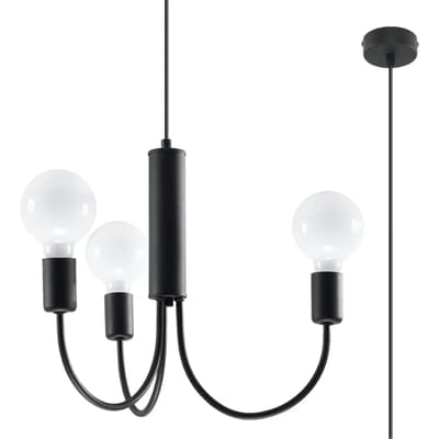 Sollux Lighting Kroonluchte Piccolo - E27 - zwart - staal - 100x45x45cm