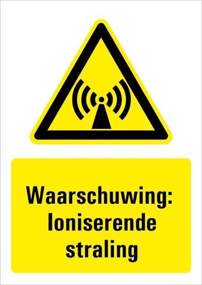 Bord met tekst waarschuwing niet ioniserende straling - kunststof - W005 148 x 210 mm