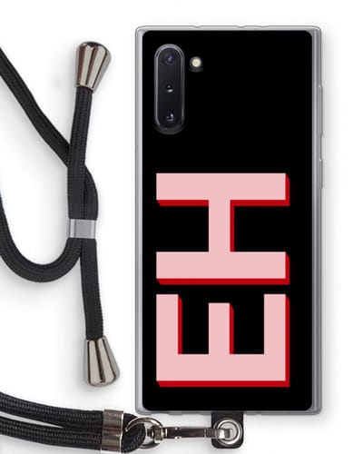 Gepersonaliseerd - Case Company® - Hoesje met koord geschikt voor Samsung Galaxy Note 10 hoesje met Koord - Monogram - Telefoonhoesje met Zwart Koord - Bescherming aan alle Kanten en Over de Schermrand