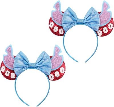 2 Stuks Oren Hoofdbanden met Glanzende Strik voor Feestjes en Cosplay voor Kinderen en Volwassenen, Perfect voor Prinsessen Decoraties en Verjaardagsfeesten