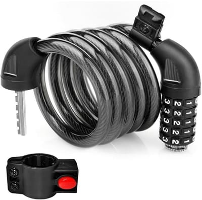 GELLDG Cijferslot - 5-cijferig Beveiligingskabelslot - Ø12mm x 120cm - Zeer Veilig, Compact en Lichtgewicht - Geschikt voor Fietsen, Elektrische Fietsen en Motors - Kunststof - 1 Stuks