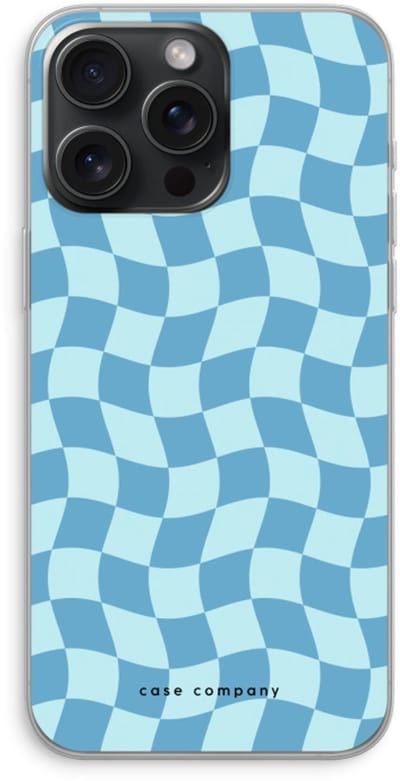 Case Company® - Hoesje geschikt voor iPhone 15 Pro Max hoesje - Grid Blauw - Soft Cover Telefoonhoesje - Bescherming aan alle Kanten en Schermrand