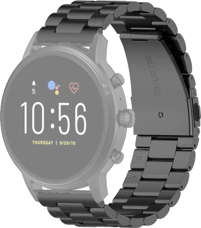 Stalen bandje - RVS - geschikt voor Fossil Gen 5 / 5E / 6 - zwart